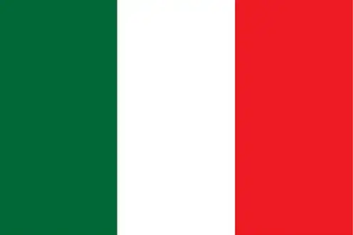 Italienische Flagge in den Farben Grün, Weiß und Rot.